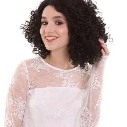 BC Adult Women's Dark Brown Color Curly Shoulder Length Trendy Roseanna Actress Wig