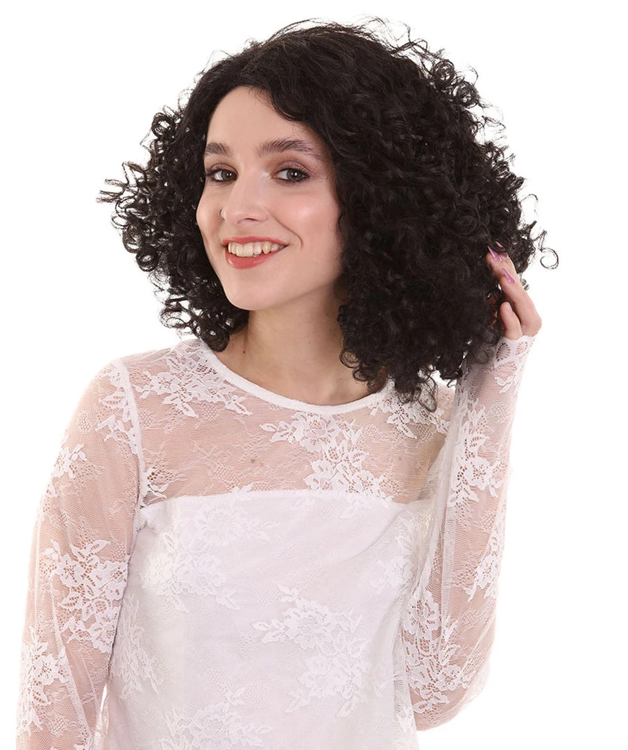 BC Adult Women's Dark Brown Color Curly Shoulder Length Trendy Roseanna Actress Wig