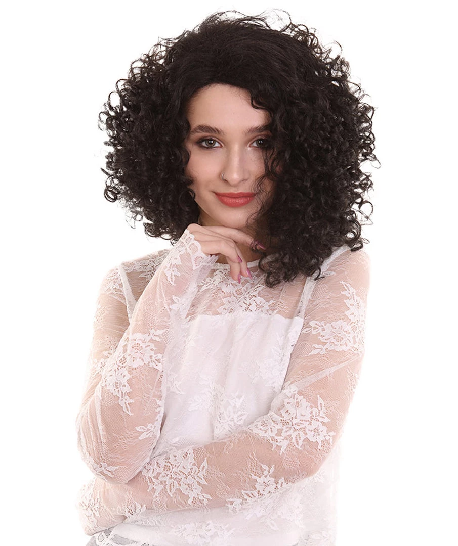 BC Adult Women's Dark Brown Color Curly Shoulder Length Trendy Roseanna Actress Wig