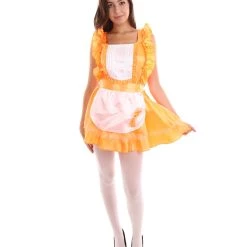 HPO Adult Women's Naught French Maid Uniform Costume | Orange Cosplay Costume