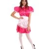 HPO Adult Women's French Apron Maid Uniform Costume | Dark Pink Cosplay Costume