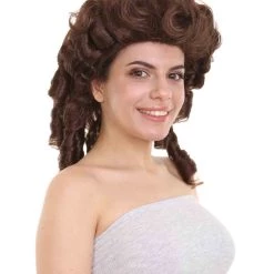 HPO Women's Womens Colonial Lady Wig | White Historical Wigs | Premium Breathable Capless Cap