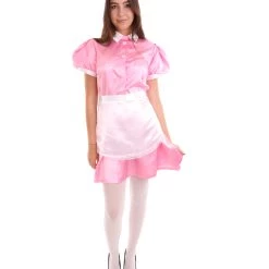 HPO Adult Women's French Apron Maid Uniform Costume | Light Pink Cosplay Costume