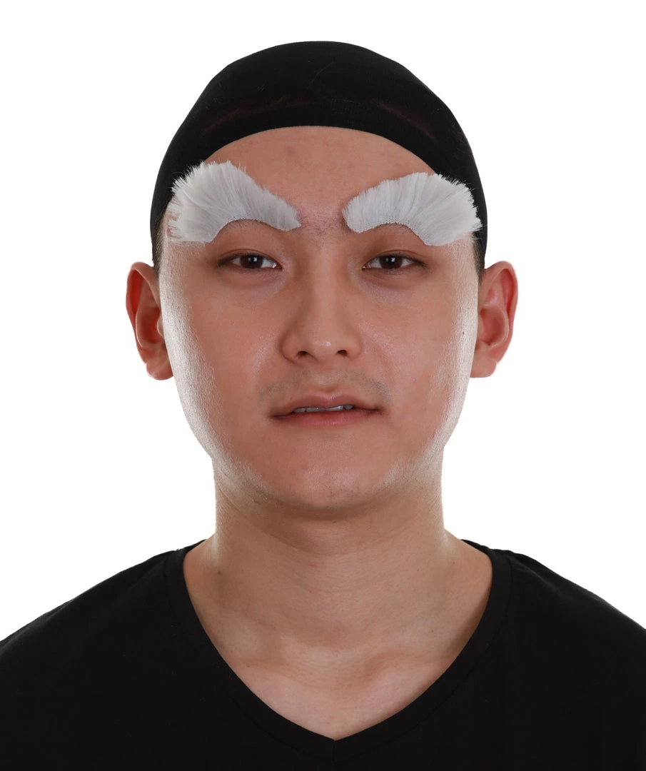 HPO Men's White Color Straight Thick Old Man Eye Brows