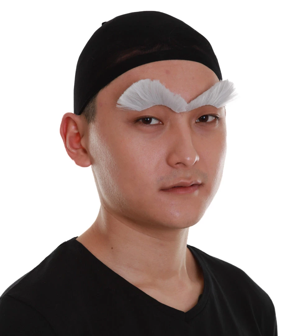 HPO Men's White Color Straight Thick Old Man Eye Brows