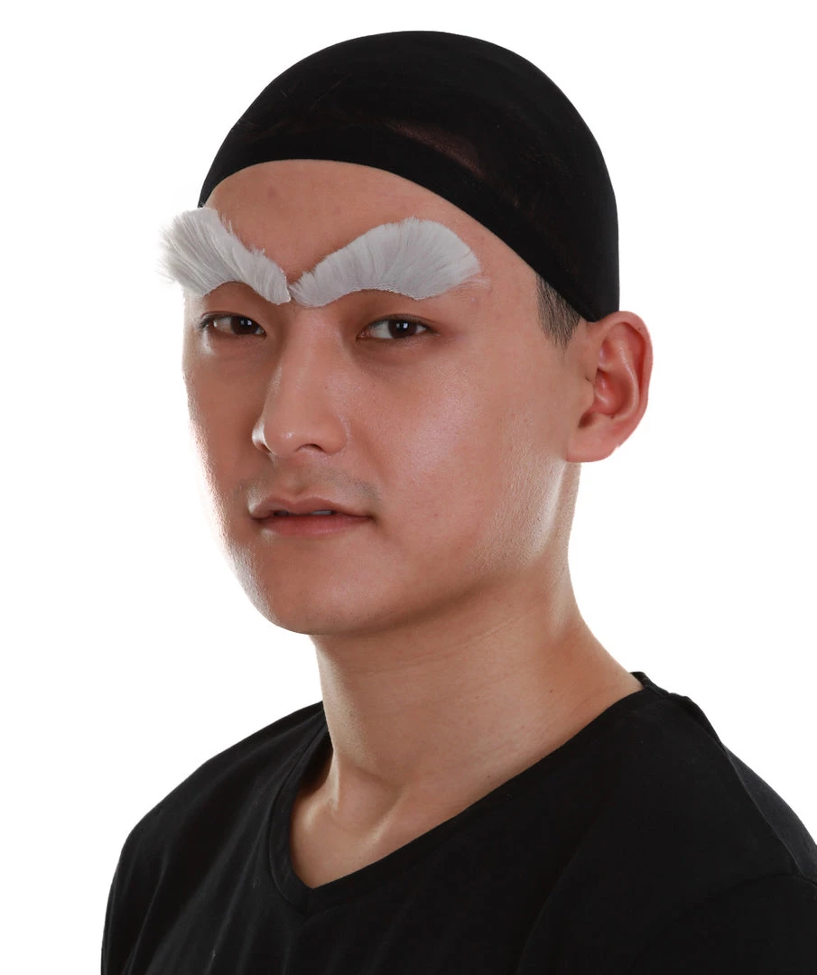 HPO Men's White Color Straight Thick Old Man Eye Brows