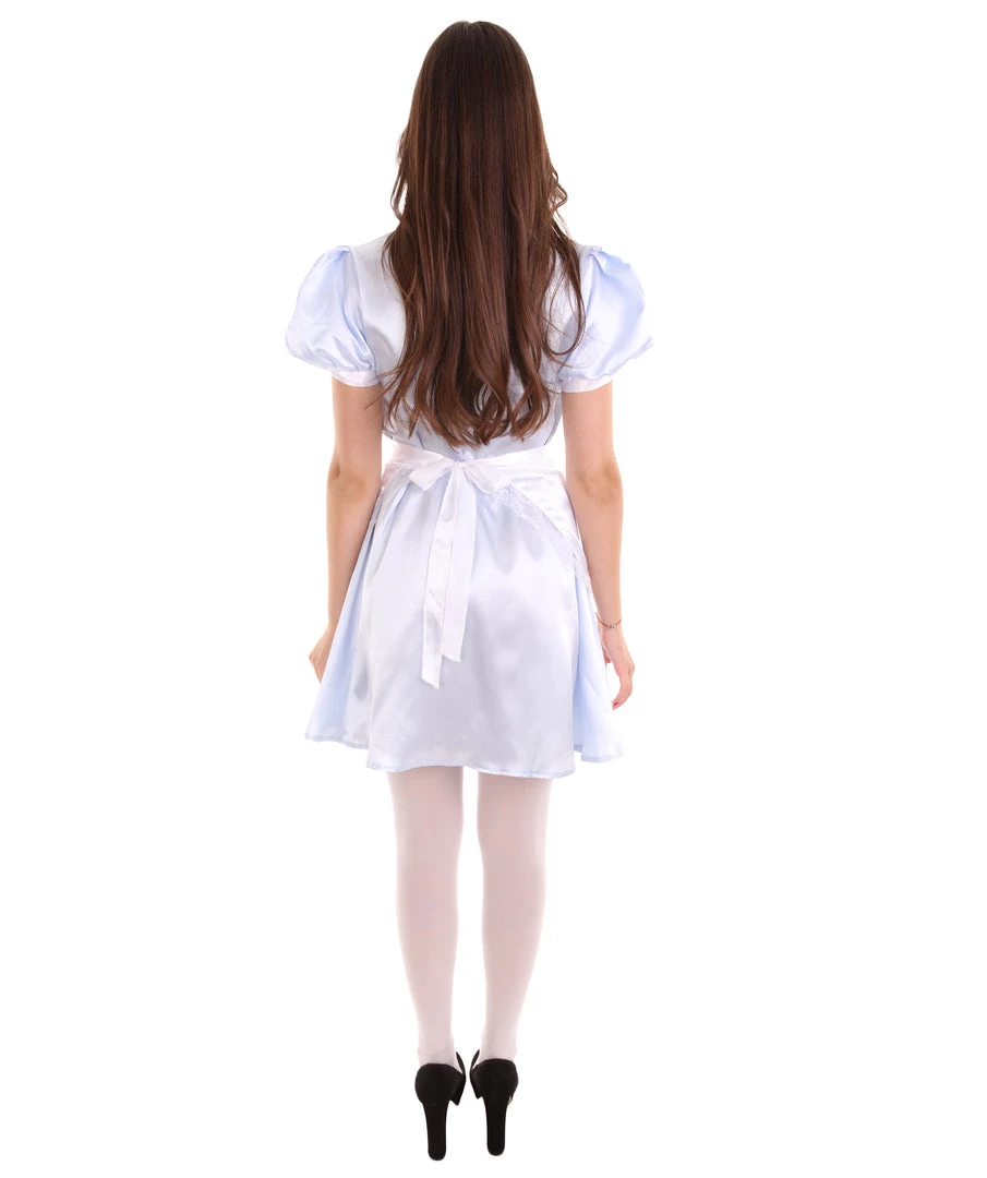 HPO Adult Women's French Apron Maid Uniform Costume | Light Blue Cosplay Costume