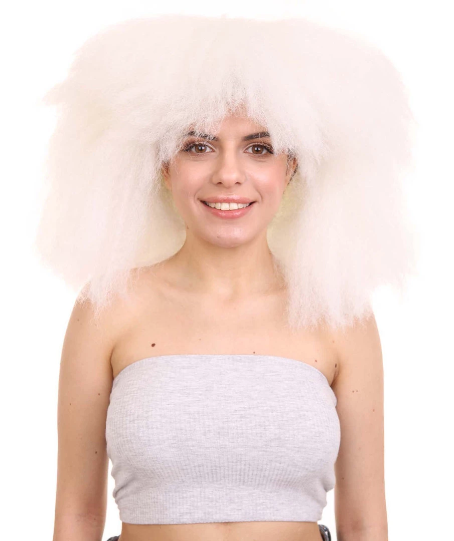 HPO Extra Large Australian Singer Bob Womens Wigs | White Bob Pop Star Wigs | Premium Breathable Capless Cap Men's
