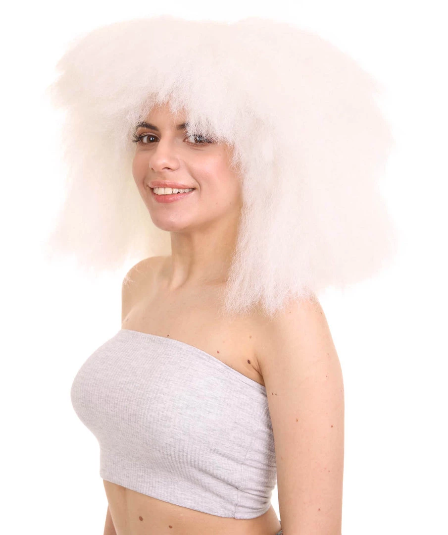 HPO Extra Large Australian Singer Bob Womens Wigs | White Bob Pop Star Wigs | Premium Breathable Capless Cap Men's