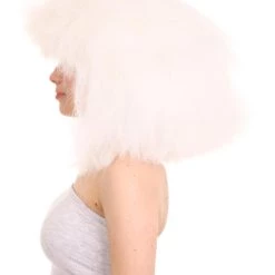 HPO Extra Large Australian Singer Bob Womens Wigs | White Bob Pop Star Wigs | Premium Breathable Capless Cap Men's