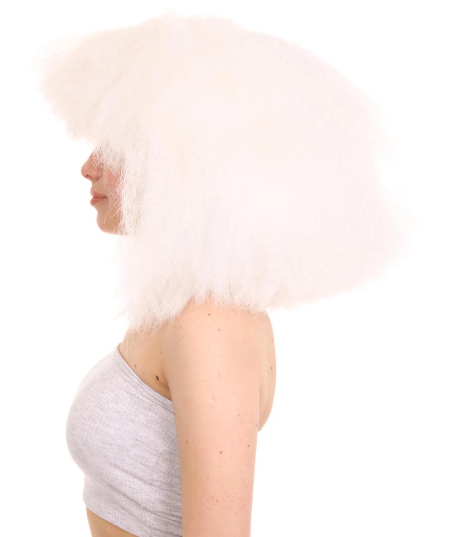 HPO Extra Large Australian Singer Bob Womens Wigs | White Bob Pop Star Wigs | Premium Breathable Capless Cap Men's