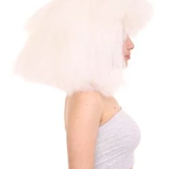 HPO Extra Large Australian Singer Bob Womens Wigs | White Bob Pop Star Wigs | Premium Breathable Capless Cap Men's