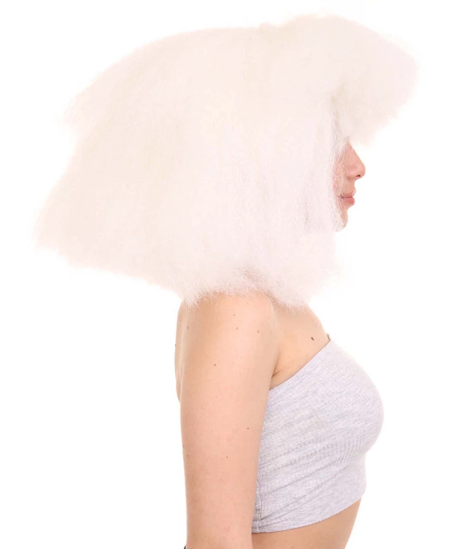 HPO Extra Large Australian Singer Bob Womens Wigs | White Bob Pop Star Wigs | Premium Breathable Capless Cap Men's