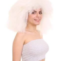 HPO Extra Large Australian Singer Bob Womens Wigs | White Bob Pop Star Wigs | Premium Breathable Capless Cap Men's