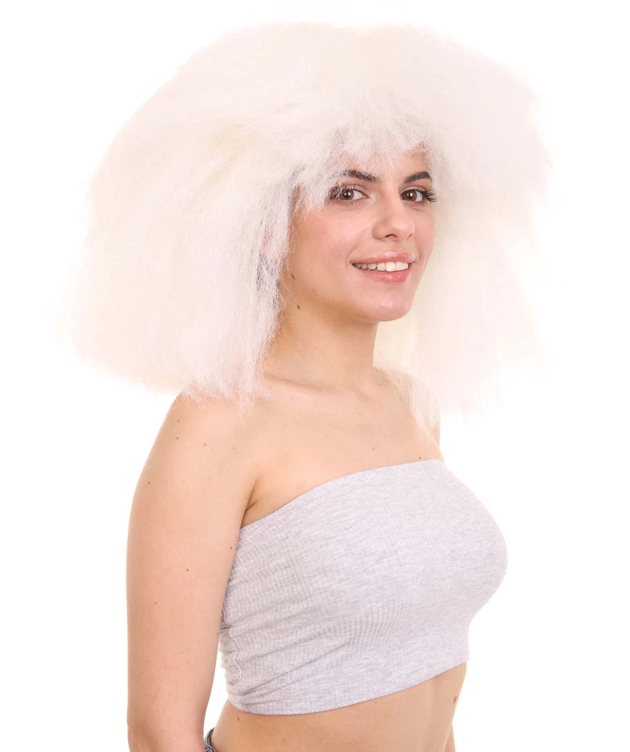 HPO Extra Large Australian Singer Bob Womens Wigs | White Bob Pop Star Wigs | Premium Breathable Capless Cap Men's