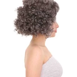 HPO Old Lady Grey Womens Wig | Grandma Character Short Cosplay Halloween Wig | Premium Breathable Capless Cap Women's