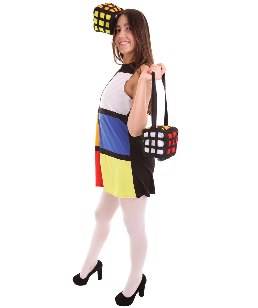 HPO Adult Women's Rubik's Cube Costume | Multi Halloween Costume