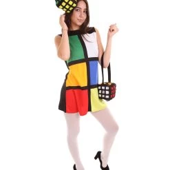 HPO Adult Women's Rubik's Cube Costume | Multi Halloween Costume