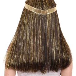 HPO Men's Deluxe Cleopatra Womens Wig | Gold Tinsel Character Cosplay Halloween Wig | Premium Breathable Capless Cap