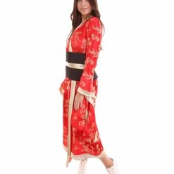 HPO Adult Women's Deluxe Geisha Embroidery Costume | Red Cosplay Costume
