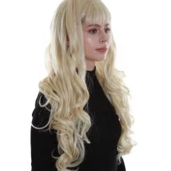 BC Women's Blonde Color Wavy Medium Length High Ponytail Trendy Pop Star Diva Wig