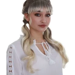 BC Women's Blonde Color Straight Medium Length Pigtails Trendy Wig