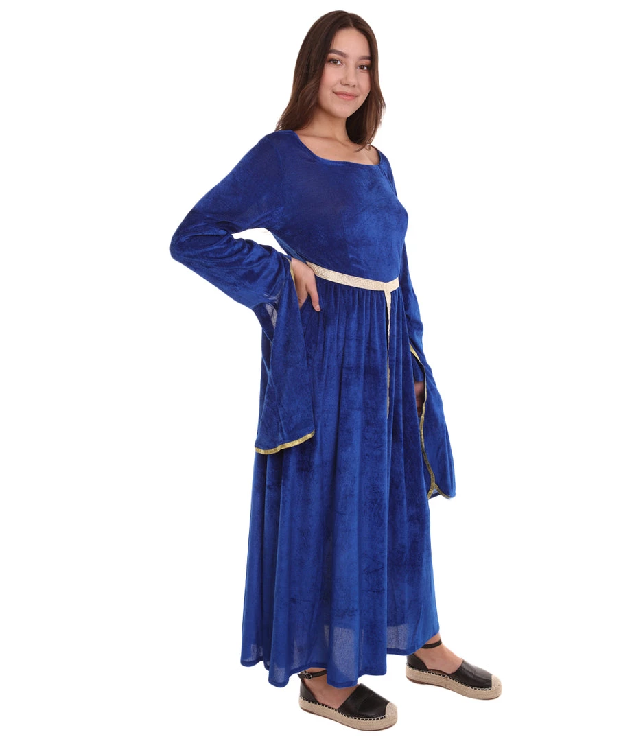HPO Adult Women's Lady Guinevere Medieval Renaissance Costume | Blue Cosplay Costume
