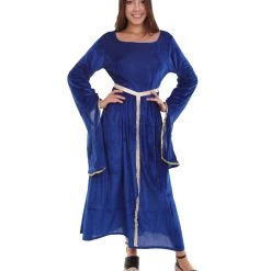HPO Adult Women's Lady Guinevere Medieval Renaissance Costume | Blue Cosplay Costume
