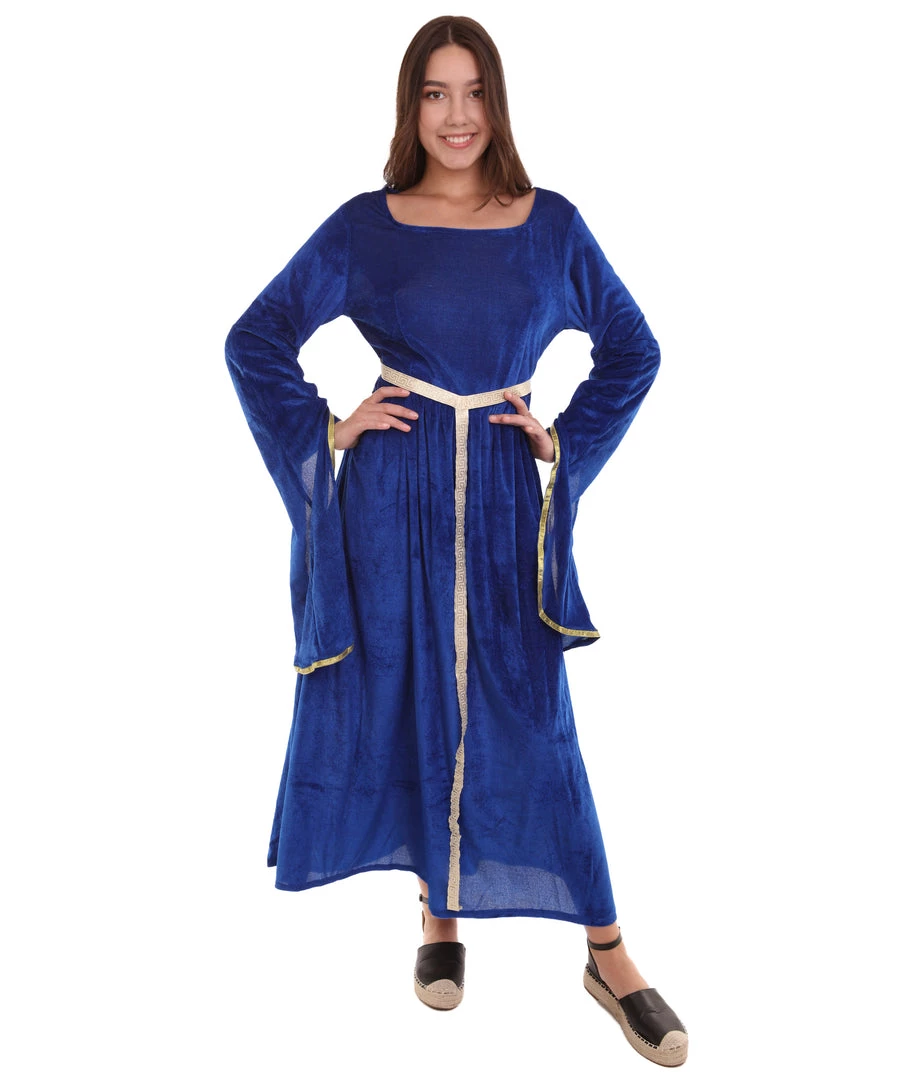 HPO Adult Women's Lady Guinevere Medieval Renaissance Costume | Blue Cosplay Costume