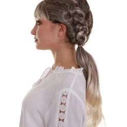 BC Women's Blonde Color Straight Medium Length Pigtails Trendy Wig