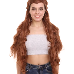 HPO Womens Elf Wig | Brown Movie Wig | Premium Breathable Capless Cap