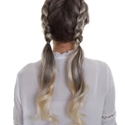 BC Women's Blonde Color Straight Medium Length Pigtails Trendy Wig