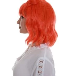 BC Space Buns | Women's Orange Color Straight Shoulder Length Trendy Space Buns Wig