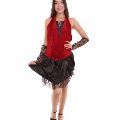 HPO Adult Women's Wild Vamp Costume | Red & Black Halloween Costume