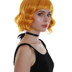 BC Adult Women's Gold Color Wavy Shoulder Length Trendy Wig