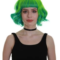 BC Ray Of Light | Women's Green Color Wavy Shoulder Length Trendy Ray Of Light Wig