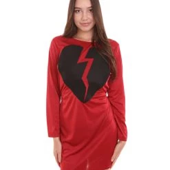 HPO Adult Women's My Heart Is Broken Wine Dress Costume | Red Cosplay Costume