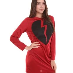 HPO Adult Women's My Heart Is Broken Wine Dress Costume | Red Cosplay Costume