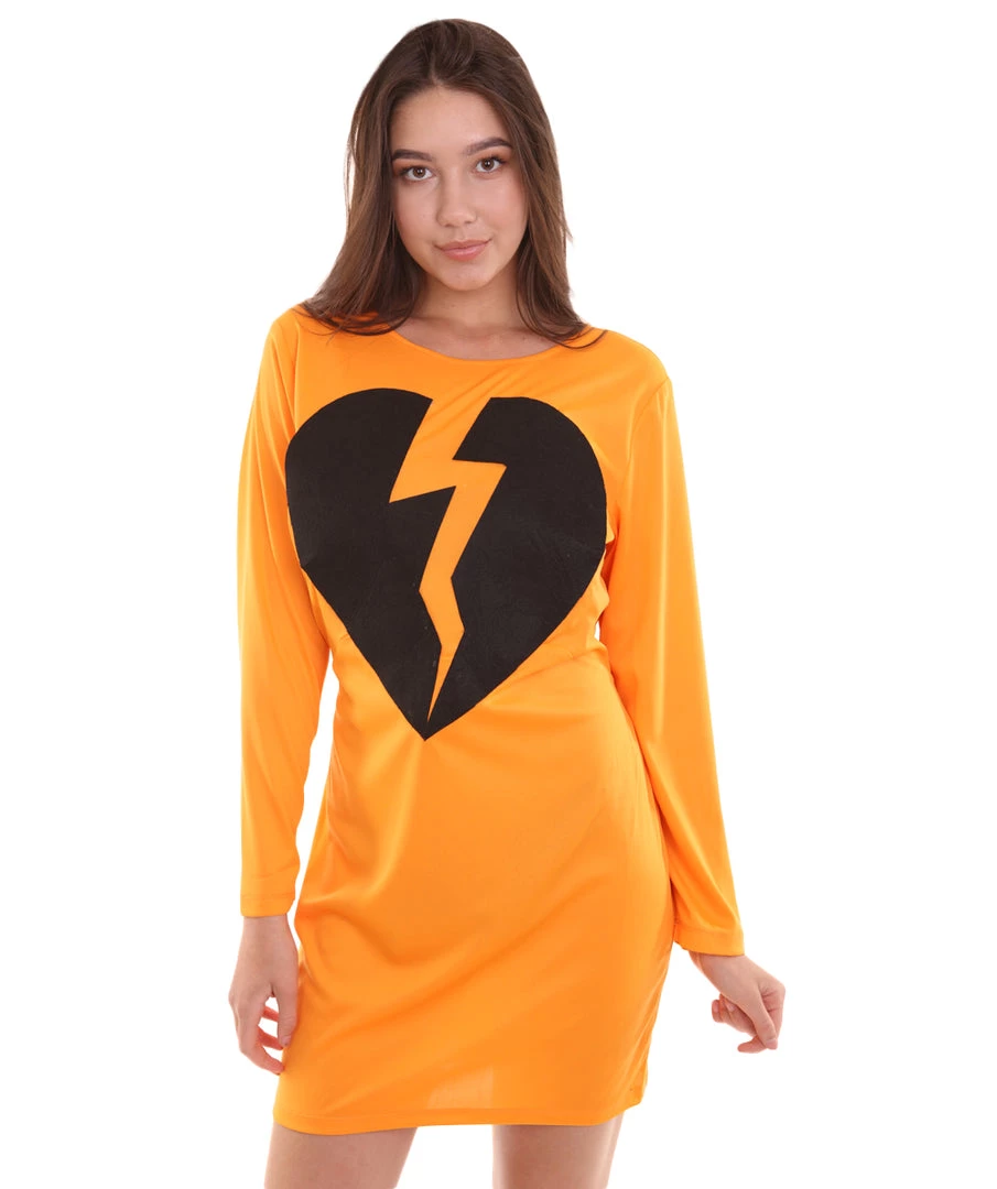 HPO Adult Women's My Heart Is Broken Dress Costume | Orange Cosplay Costume