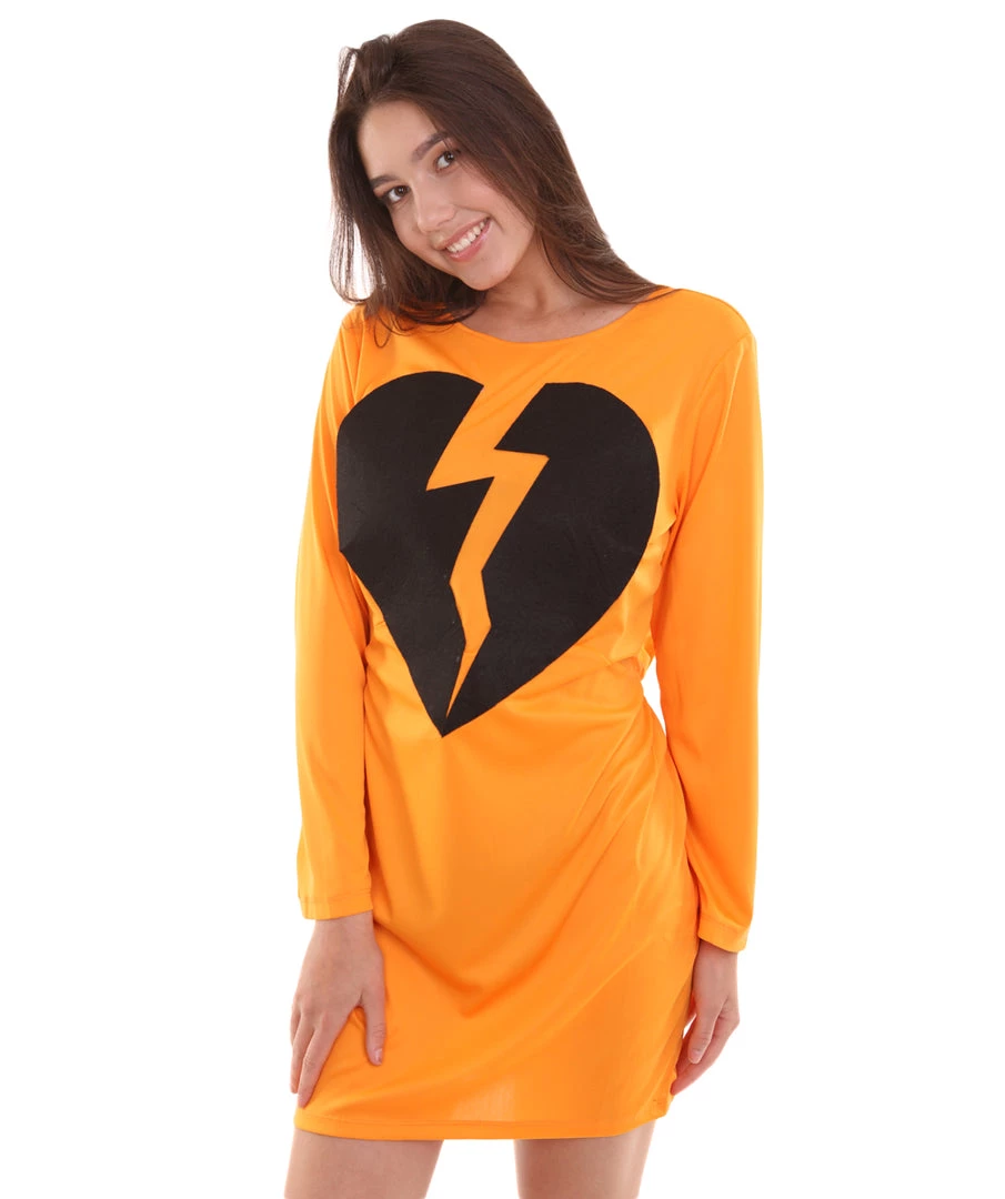 HPO Adult Women's My Heart Is Broken Dress Costume | Orange Cosplay Costume