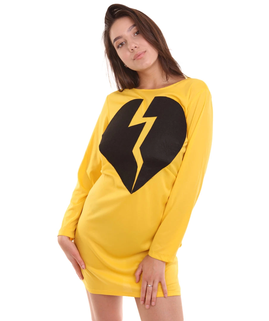 HPO Adult Women's My Heart Is Broken Dress Costume | Yellow Cosplay Costume