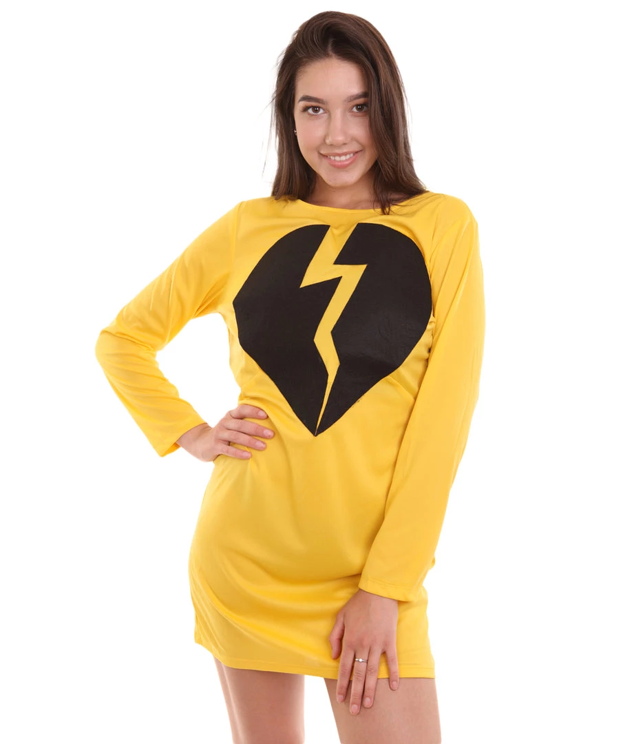 HPO Adult Women's My Heart Is Broken Dress Costume | Yellow Cosplay Costume