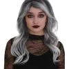 BC Women's Silver Color Wavy Medium Length Trendy Frosted Wavy Wig