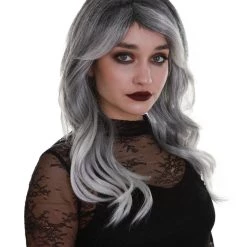 BC Women's Silver Color Wavy Medium Length Trendy Frosted Wavy Wig