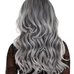 BC Women's Silver Color Wavy Medium Length Trendy Frosted Wavy Wig