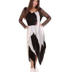 HPO Adult Women's Zombie Bride Costume | Black & White Halloween Costume