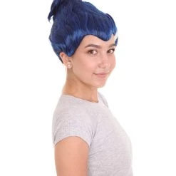 HPO Womens Monster Family Blue Wig | Blue Emma TV/Movie Wigs | Premium Breathable Capless Cap Women's
