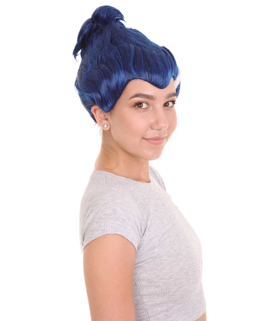 HPO Womens Monster Family Blue Wig | Blue Emma TV/Movie Wigs | Premium Breathable Capless Cap Women's