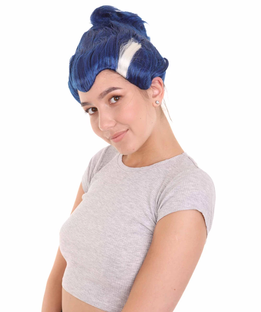 HPO Womens Monster Family Blue Wig | Blue Emma TV/Movie Wigs | Premium Breathable Capless Cap Women's
