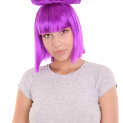 HPO Neon Purple Butterfly Womens Wig | Party Ready Fancy Cosplay Halloween Wig | Premium Breathable Capless Cap